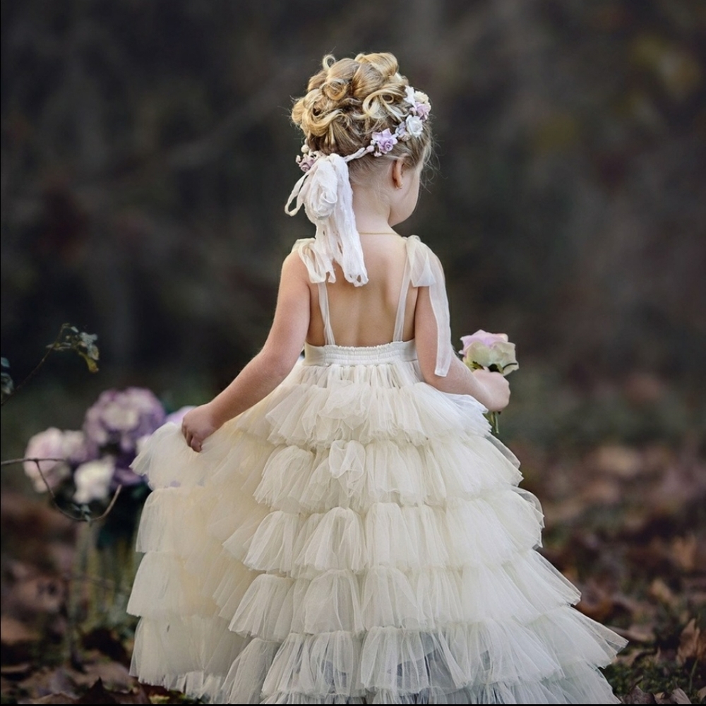 Dollcake white flower girl dress gown 2 3 4 8 - Picture 2 of 5